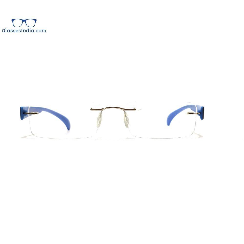 Blue Rimless Blue Light Blocker Computer Glasses TH1021BL - Glasses India Online