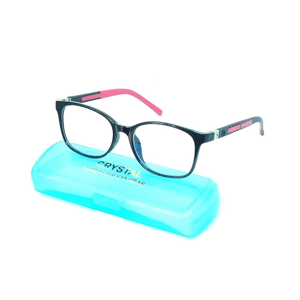Eye-Catching Square Black & Red Glasses - Blue Light Protection for Kids 6-10