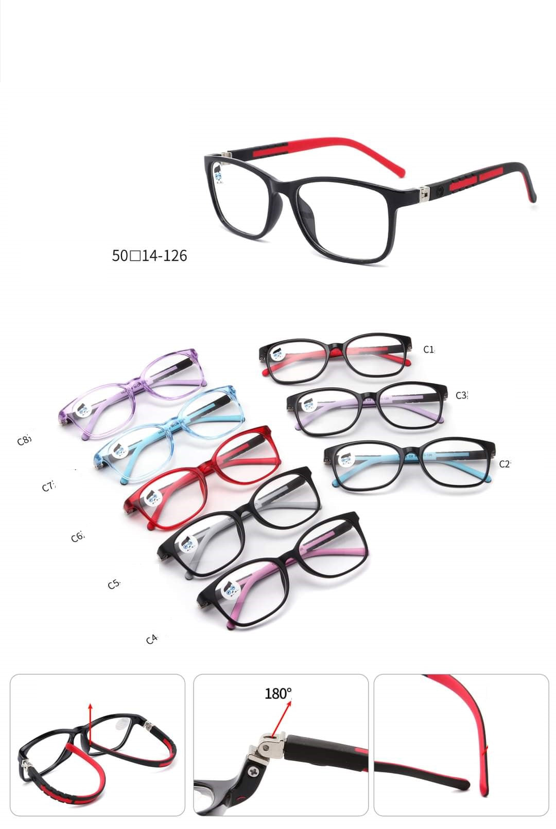 Square Kids Computer Frames Blue Light Glasses For Children Age 6 to 10 Years TR67