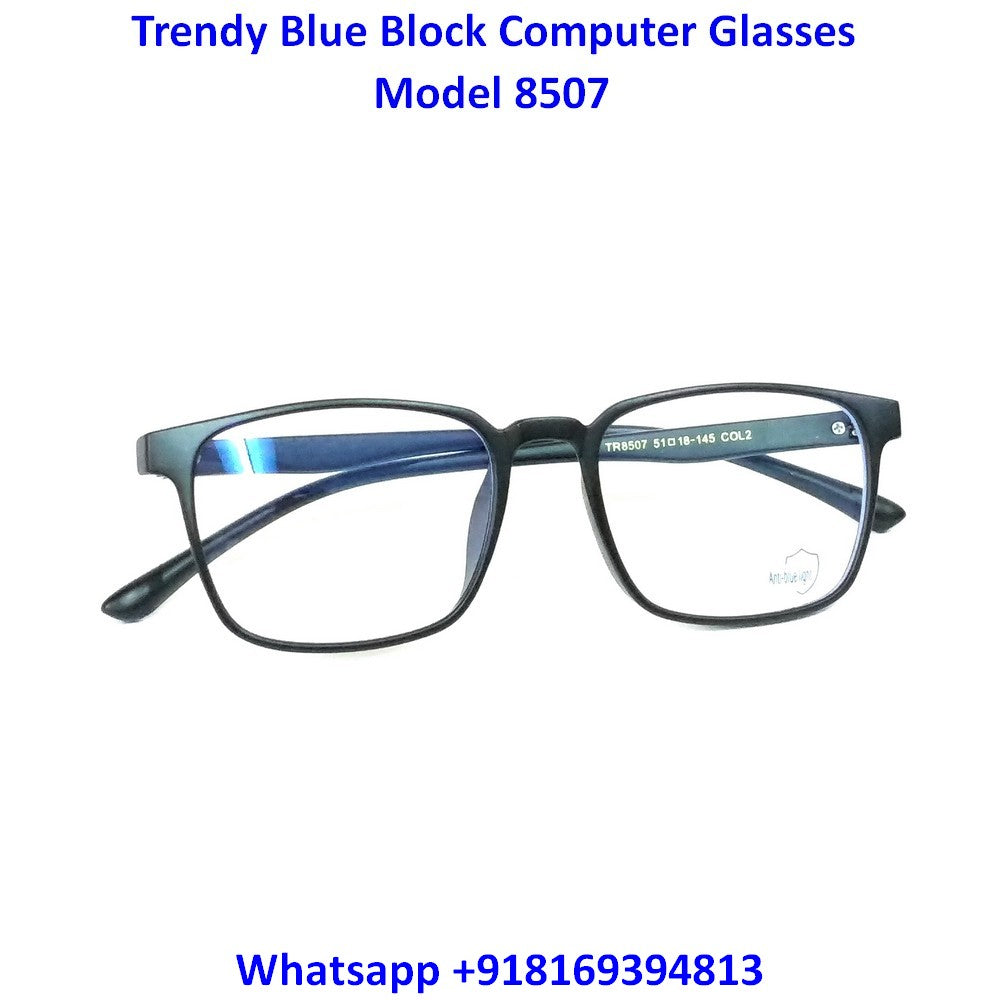 Matt Black Blue Light Glasses for Men and Women M8507 C2 - Glasses India Online