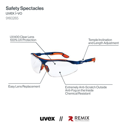 Clear Anti Fog Anti Mist Uvex ivo 9160265 Safety Glasses