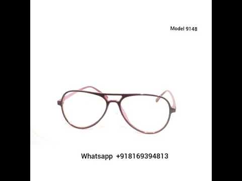 Black Red Aviator Full Frame Eyeglasses Spectacle Frame with Zero Power Clear Lens