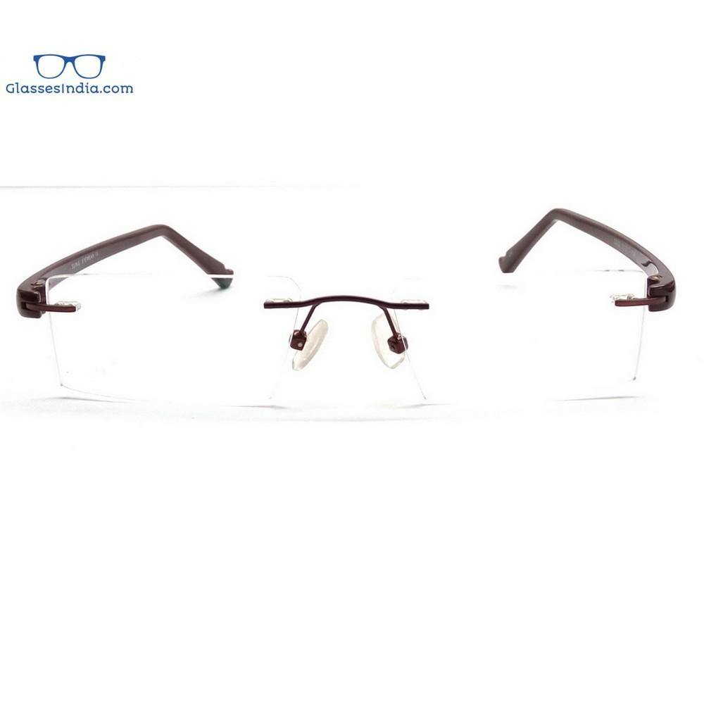 Brown Rimless Blue Light Blocker Computer Glasses S002BR - Glasses India Online