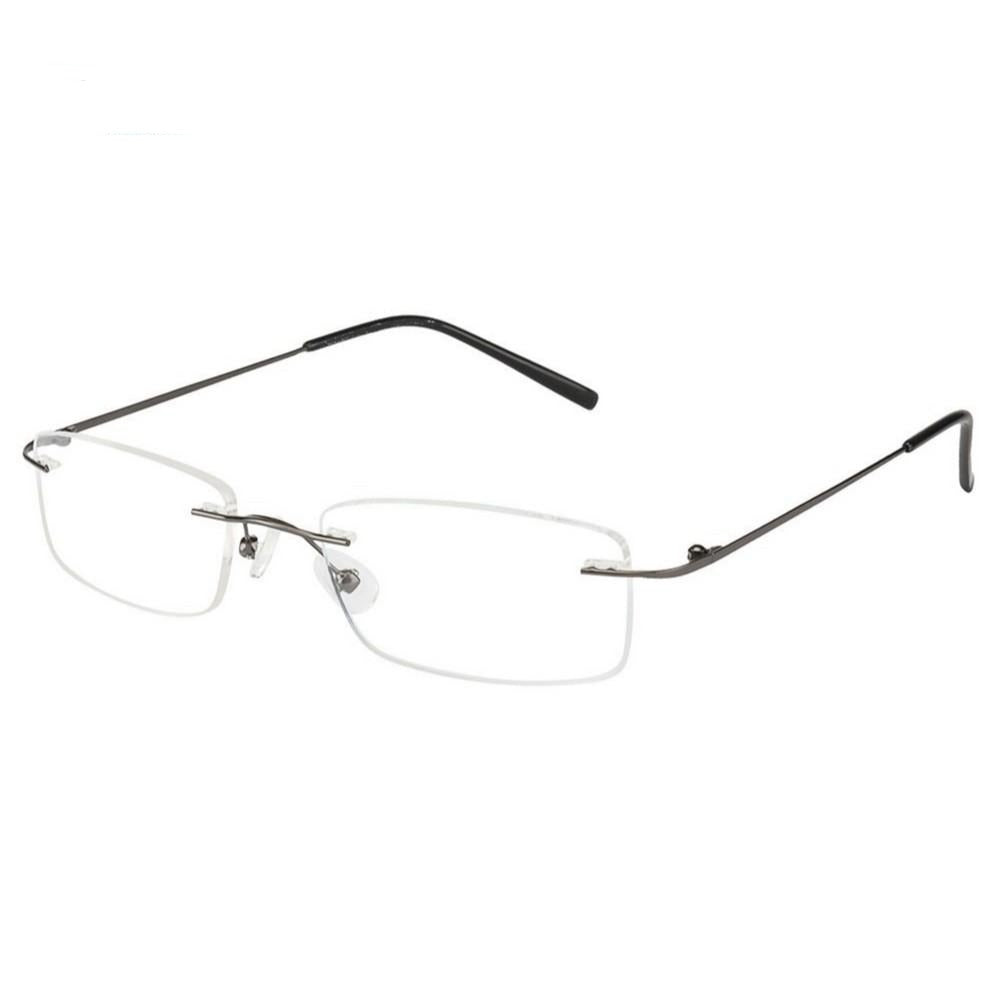 Gunmetal Rimless Computer Glasses with Anti Glare Coating - GlassesIndia