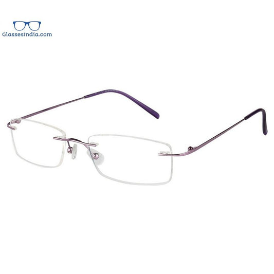 Purple Rimless Computer Glasses with Anti Glare Coating - GlassesIndia