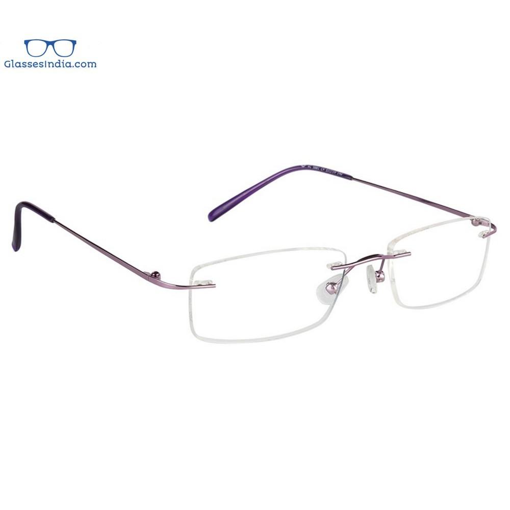 Purple Rimless Computer Glasses with Anti Glare Coating - GlassesIndia